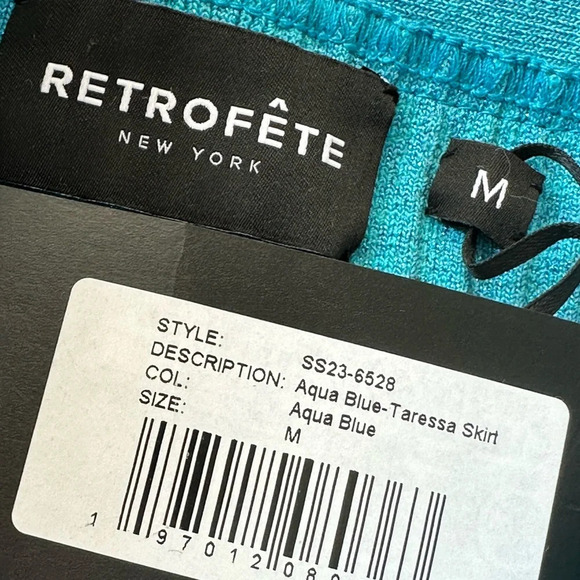 RETROFETE Bandage Mini Skirt Taressa Knit Aqua Blue Mermaid Glam, Size Medium - Picture 9 of 12